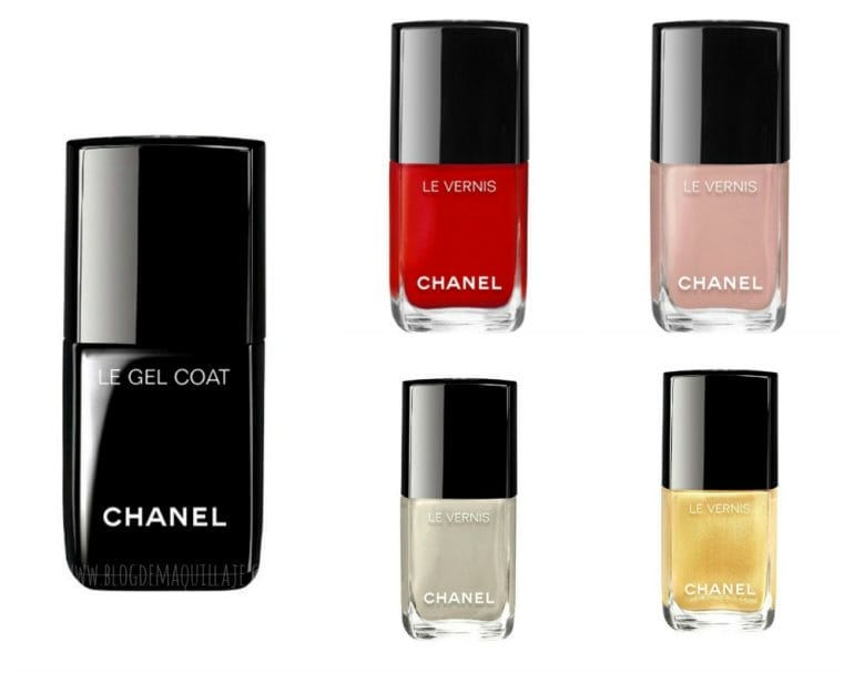 El Get Top Coat y algunos de los tonos de esmaltes de uñas Le Vernis de Chanel