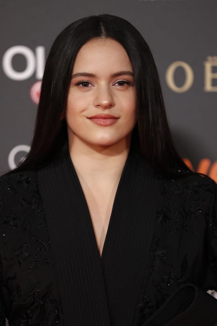 La cantante Rosalía en la gala de los Premios Goya de 2019 con maquillaje de David López para YSL Beauty