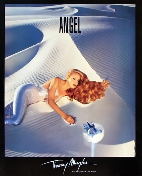 Jerry Hall en el cartel de Angel de Thierry Mugler