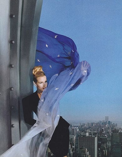 Primer cartel de Angel de Thierry Mugler con la modelo Estelle Lefébure.