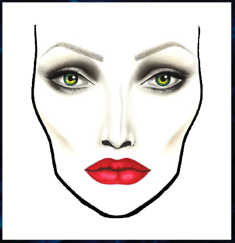 El face chart del look Maléfica de MAC Cosmetics
